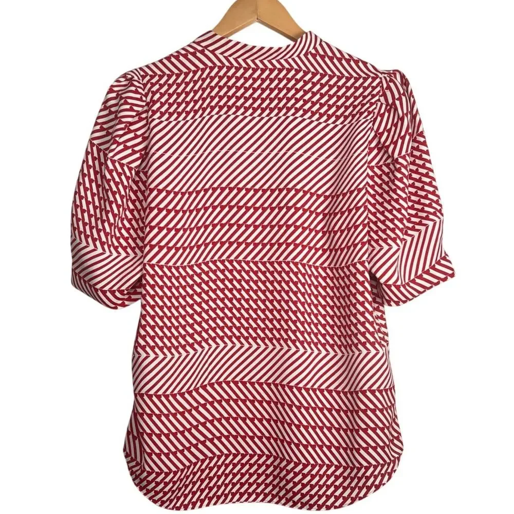 Joie Red and White Patterned Blouse - Picture 5 of 7